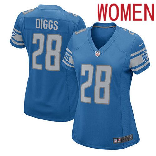 Women Detroit Lions 28 Quandre Diggs Nike Blue Player Game NFL Jersey